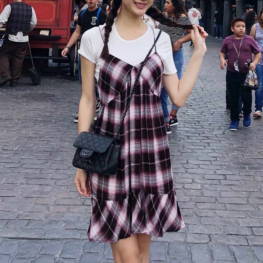 En Creme Plaid Dress